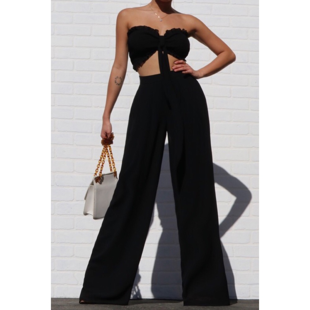 NWT Black strapless top and pants set - Picture 3 of 7